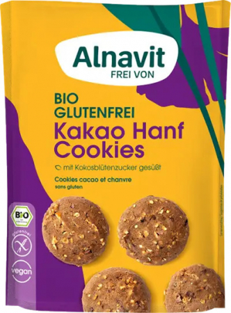 Alimente - Biscuiti cu seminte de canepa si cacao fara gluten, bio, 125g Alnavit                               