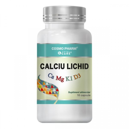 Performanta si Fitness - CALCIU LICHID cu Magneziu, Vitamina K1 si D3 10 capsule
