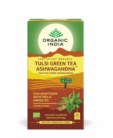 Ceai Cafea Cacao si Inlocuitori - Ceai Tulsi (Busuioc Sfant) Ceai Verde Ashwagandha | Ceai Adaptogen Antistres & Anxiolitic, plicuri