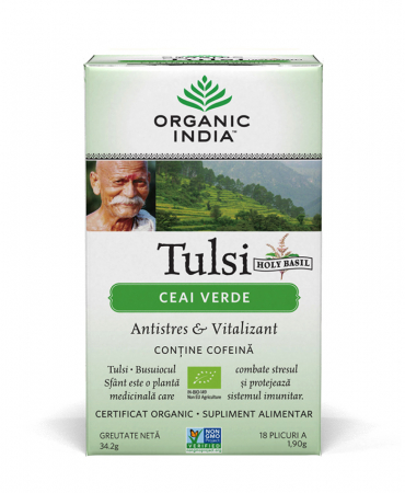 Ceai Cafea Cacao si Inlocuitori - Ceai Tulsi (Busuioc Sfant) cu Ceai Verde | Antistres Natural & Vitalizant