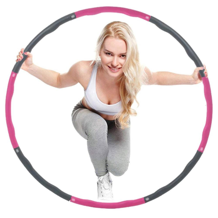 Sport - Cerc Hula Hoop, 7 elemente, 100 cm ROZ/GRI