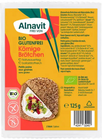 Alimente - Chifle cu seminte fara gluten, precoapte, bio, 125g, 2 buc. Alnavit                                 