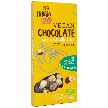 Produse - Ciocolata cu alune de padure si curmale, bio, 100g, Super Fudgio                                    