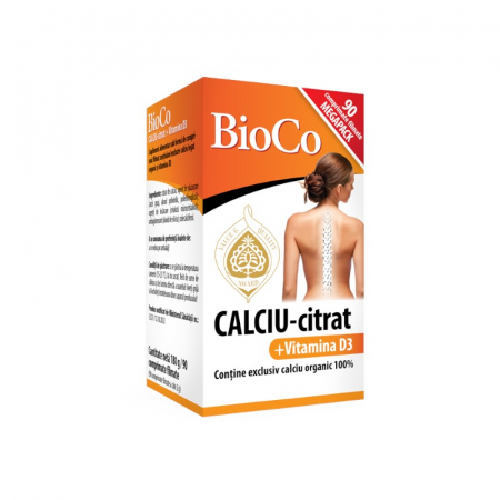 Produse - Citrat de Calciu 350mg + Vitamina D3 5mcg x 90 cpr flm