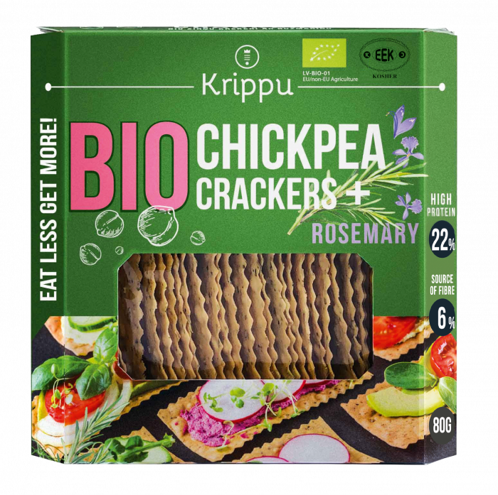 Produse Alimentare - Crackers din naut cu rozmarin. BIO, vegan, 80 g
