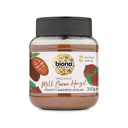 Produse - Crema de ciocolata cu lapte si alune de padure bio 350g Biona                                       