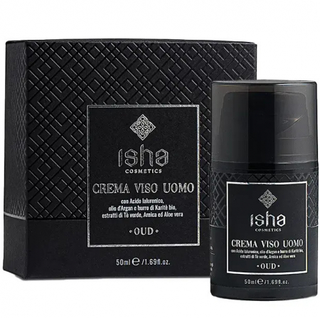 Produse - Crema de fata pentru barbati, cu acid hialuronic si ulei de argan, 50ml, Isha                       