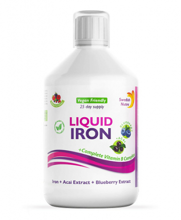 Performanta Sportiva - Fier Lichid – Complex cu 15 Ingrediente Active – Fier + Vitamina C + Complex B + Acai + Afine + Mix de Fructe și Verdețuri – Produs Vegan – 500 ml, Swedish Nutra