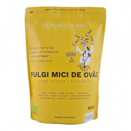 Cereale si fulgi - Fulgi mici de ovaz fara gluten ecologici Republica BIO, 500 g