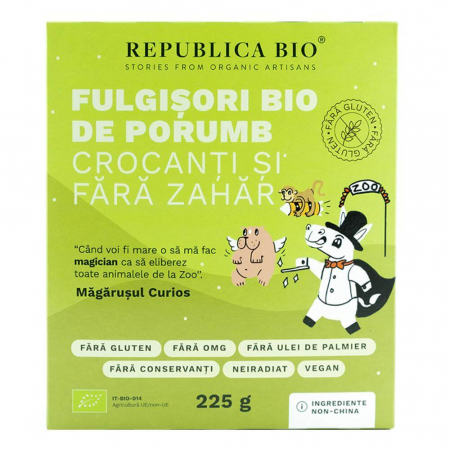 Cereale si fulgi - Fulgisori Bio de porumb crocanti si fara zahar FARA GLUTEN Republica BIO, bio, 225 g