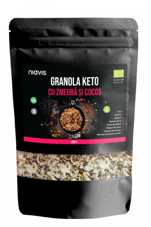 Produse Alimentare - Granola Keto cu Zmeura si Cocos Ecologica/BIO 200g