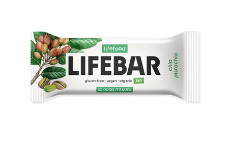 Produse - Lifebar baton cu chia si fistic, raw, bio, 40g                                                      