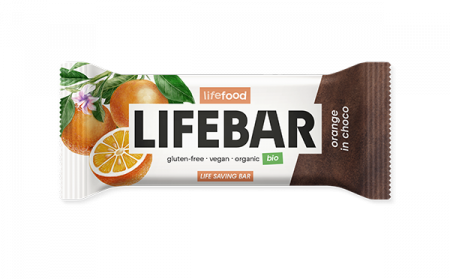 Produse - Lifebar baton cu portocale in ciocolata, raw, bio, 40g                                              