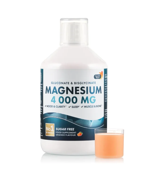 Performanta Sportiva - Magneziu 4000 Gluconat + Bisglicinat cu Vitaminele C + D3 + Aminoacizii Teanina, Tirozina si Triptofan pentru Claritate Mentala, Somn, Muschi, Oase si Echilibru Interior – Produs Vegan – Sticla cu 500