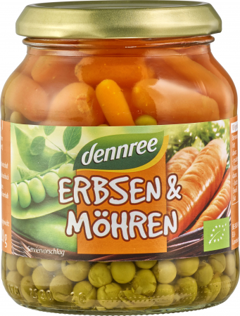 Produse - Mazare si morcovi la borcan bio 350g Dennree                                                        