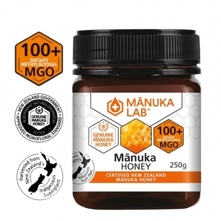 Unturi si creme tartinabile - Miere de Manuka MANUKA LAB, MGO 100+ Noua Zeelanda, 250 g, naturala