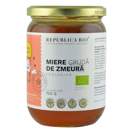 Unturi si creme tartinabile - Miere de Zmeura ecologica cruda Republica BIO, 700 g