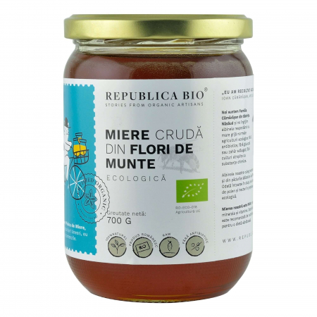 Unturi si creme tartinabile - Miere ecologica poliflora cruda din Flori de Munte, Republica BIO, 700g