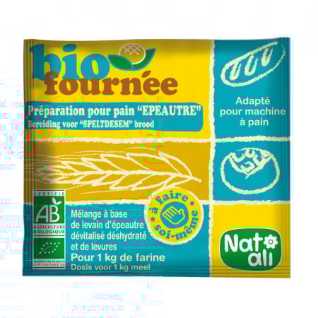 Produse - Mix din grau spelta si drojdii pentru paine, bio, 35g, Nat-ali                                      