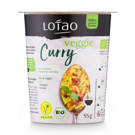 Produse - Orez cu jackfruit si curry instant, bio, 55g, Lotao                                                 