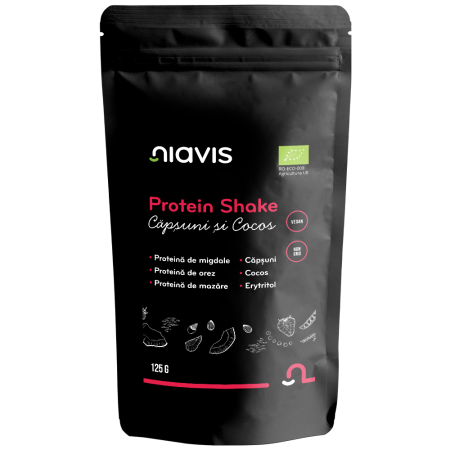 Suplimente alimentare - Protein Shake cu Capsuni si Cocos Ecologic/BIO 125g