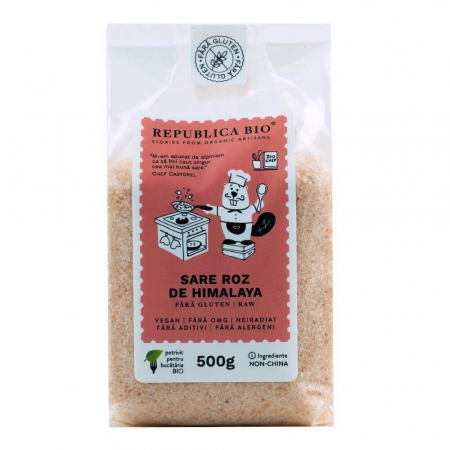 Produse Alimentare - Sare roz de Himalaya FARA GLUTEN Republica BIO, fina, 500 g, natural,