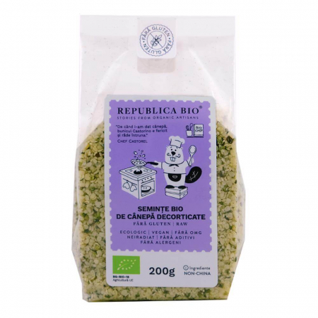 Cereale si fulgi - Seminte Bio de canepa decorticate FARA GLUTEN Republica BIO, 200g