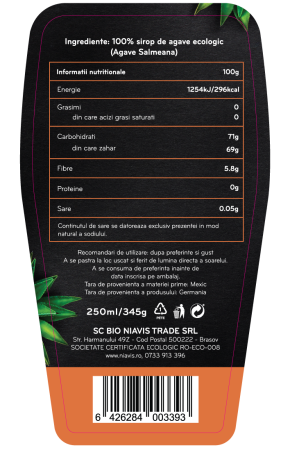 Sirop de Agave Dark Ecologic/BIO 250ml/345g [1]