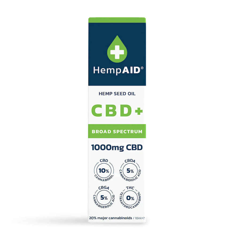 Remedii - Ulei de canepa cu 1000mg CBD, 500mg CBDA, 500mg CBGA, broad spectrum, HempAID, natural, 10ml