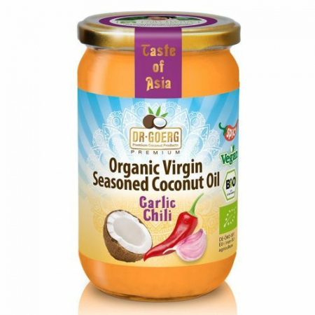 Produse - Ulei de cocos condimentat cu usturoi si chilli bio, 190ml Dr. Goerg                                 