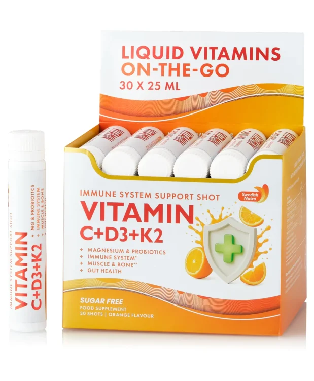 Suplimente nutritive - Vitamina C 500 mg + Vitamina D3 + K2 + Probiotice – 30 Fiole