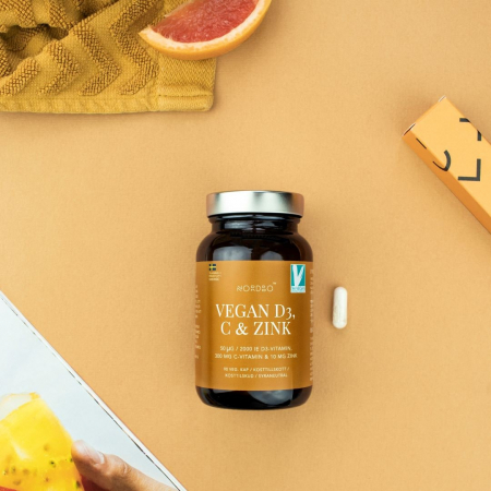Performanta si Fitness - Vitamina D3, C  Zinc NORDBO - Vegan - 90 capsule