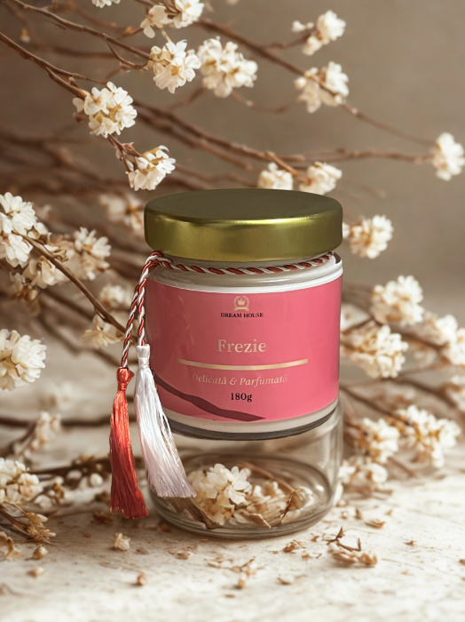 Lumânare parfumată din ceară de soia 100% naturală Frezie [5]