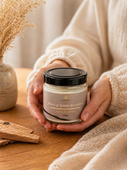 Lumânare parfumată din ceară de soia 100% naturală Mosc și lemn de santal [2]