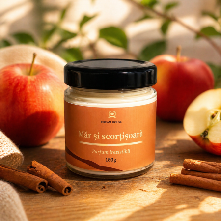 Lumanari Parfumate - Lumânare parfumată din ceară de soia 100% naturală Măr și scorțișoară