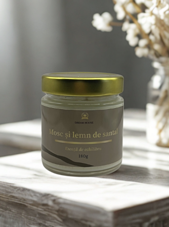 Lumanari Parfumate - Lumânare parfumată din ceară de soia 100% naturală Mosc și lemn de santal