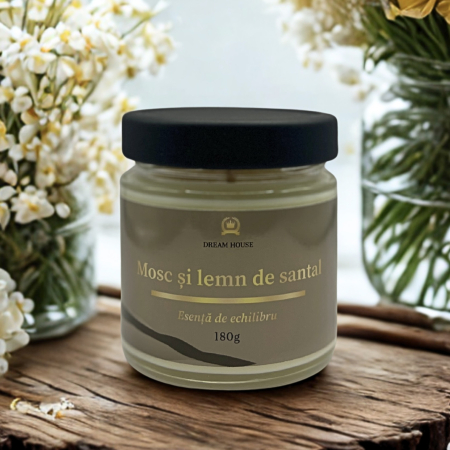 Lumânare parfumată din ceară de soia 100% naturală Mosc și lemn de santal [1]