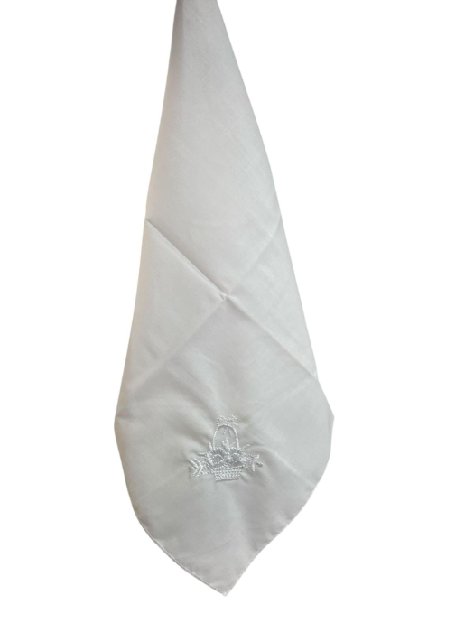 Batiste Bumbac dama albe cu Broderie Alba, 27 x 27 cm, Alb [2]