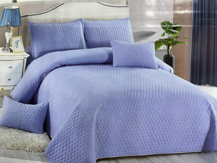 Cuvertura Premium Matlasata , 5 Piese, 100% BUMBAC Albastru deschis [1]