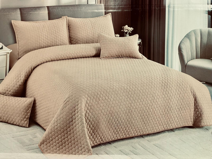 Cuvertura Premium Matlasata , 5 Piese, 100% BUMBAC Bej [1]