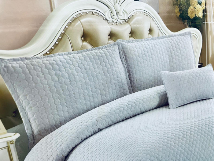 Cuvertura Premium Matlasata , 5 Piese, 100% BUMBAC Gri [2]