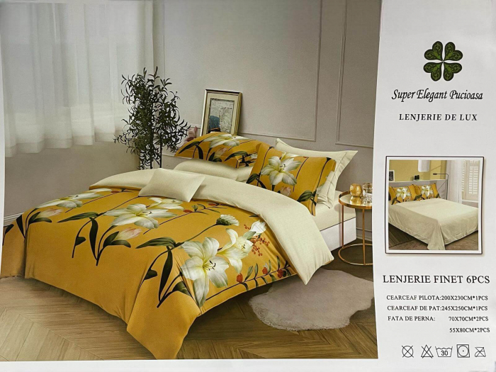 Lenjerie de Pat Finet 6 Piese Super Elegant Pucioasa [3]
