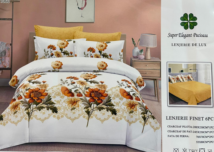 Lenjerie de Pat Finet 6 Piese Super Elegant Pucioasa [3]