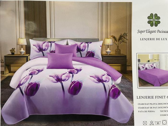 Lenjerie de Pat Finet 6 Piese Super Elegant Pucioasa [3]