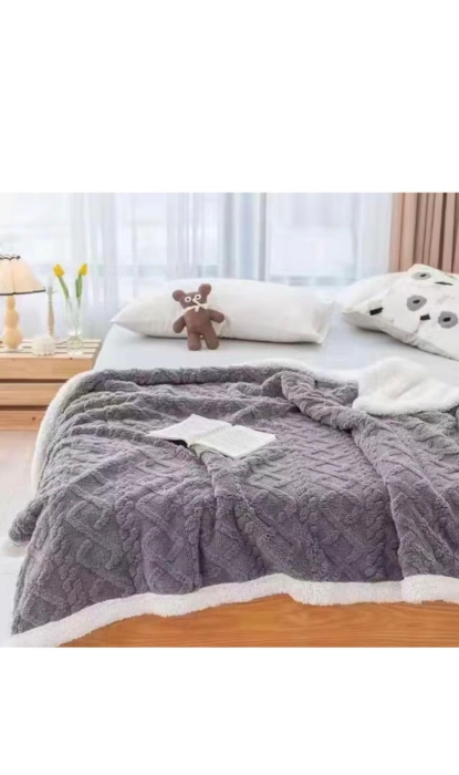 Patura Cocolino Pufoasa cu Blanita , Model Tricotaj , Gri [2]