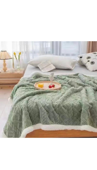 Patura Cocolino Pufoasa cu Blanita , Model Tricotaj , Verde Fistic [2]