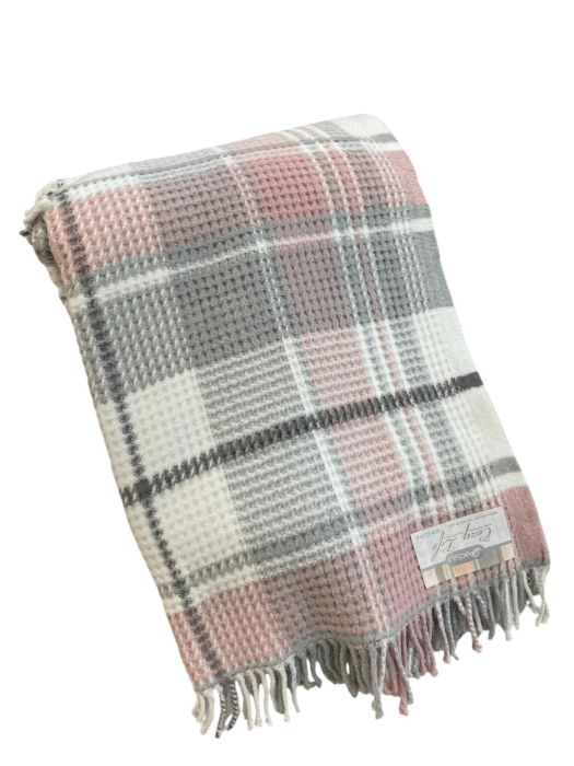 Patura Cozy cu textura dubla, din Lana si Bumbac , Verde Mint [4]