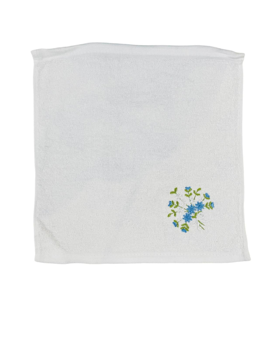 Set 10 Prosoape Brodate cu un buchetel de Flori , 100 % Bumbac, maini/ fata /bebelusi Tip Batista 30 x 30 cm, Alb Roz Bleu [4]