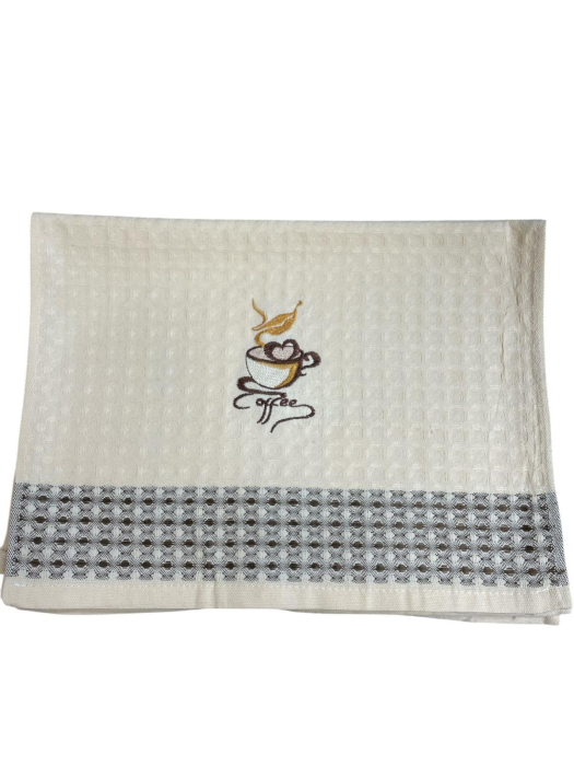 Set 12 Prosoape de Bucatarie, model Cafea Bumbac, tesatura gofrata [6]