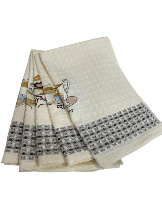 Set 12 Prosoape de Bucatarie, model Cafea Bumbac, tesatura gofrata [2]